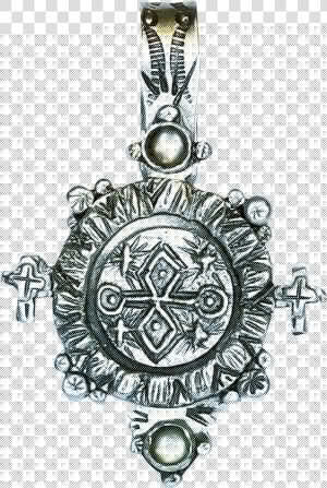 Lawrence Baca Double Cross Smokey Quartz Enhancer   Locket  HD Png Download