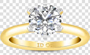 Yellow Gold 6 Prong Solitaire Engagement Ring  HD Png Download