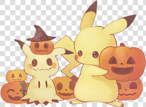 Pumpkin Pokemon Pikachu Mimikyu Halloween Handpainted   Pikachu And Mimikyu  HD Png Download