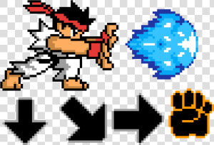 Ryu Hadouken Pixel Art  HD Png Download