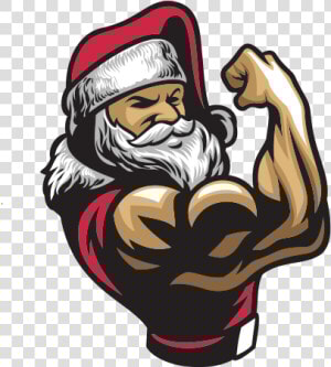 Printed Vinyl Body Builder   Muscular Santa Claus  HD Png Download