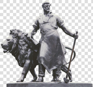 Statue  Lion  Blacksmith  Monument  Hammer  Old  Bronze   Blacksmith And Lion Sculpture  HD Png Download