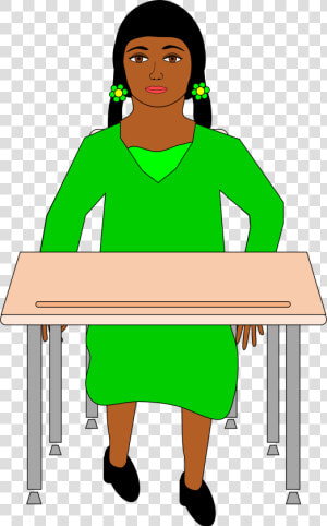 Girl Waiting Clip   Student Sitting At The Desk Clipart  HD Png Download