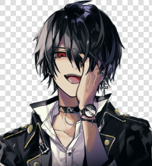  anime  animeboy  goth  gothicstyle  redeyes  laughing   Dark Aesthetic Anime Boy  HD Png Download