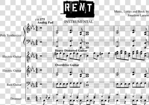 Musical Rent Full Score  HD Png Download