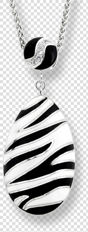 Nicole Barr Designs Sterling Silver Zebra Stripes Necklace white   Locket  HD Png Download