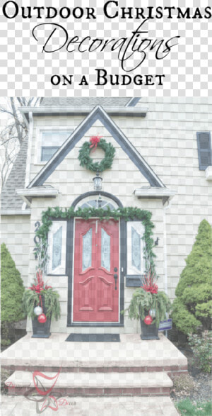 Outdoor Christmas Decorations On A Budget   Home Door  HD Png Download