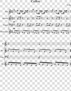 Caillou Sheet Music For Flute  Recorder  Timpani  Percussion   Caillou Theme Song Flute Sheet Music  HD Png Download