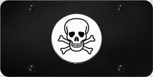 Au tomotive Gold Skull Chrome On Black Plate   Skull And Crossbones  HD Png Download