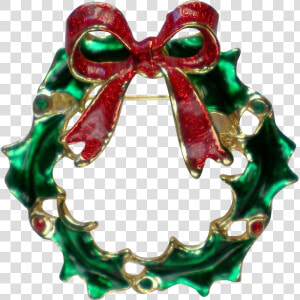 Green Holly Leaves Wreath For Christmas Holidays Pin   Christmas Decoration  HD Png Download