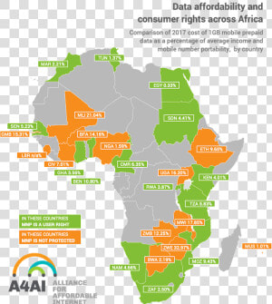 Data Affordability And Consumer Rights Across Africa   Africa Map  HD Png Download