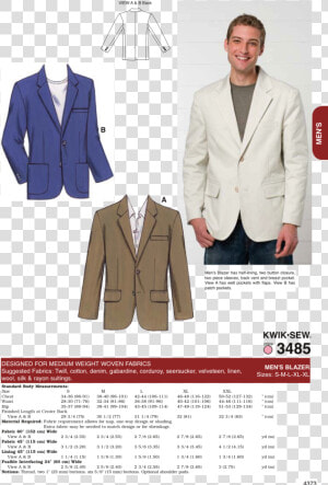 K3485 Men S Blazer   Mens Suit Jacket Sewing Pattern  HD Png Download
