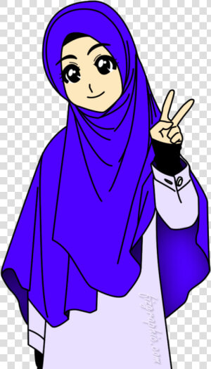 Cartoon Girl With Hijab  HD Png Download
