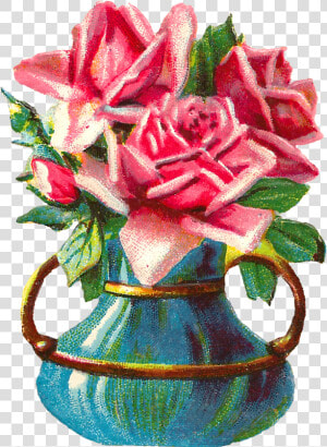 Pink Roses Are The Best Flower Images For Shabby Chic   Flower Vase Old Clipart  HD Png Download