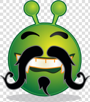Smiley Green Alien Moustache   Alien Smiley  HD Png Download