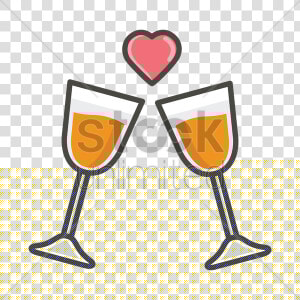 Champagne Glasses With Heart Shape Vector Image   Champagne Stemware  HD Png Download