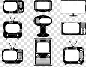 Tv Silhouettes Of Retro And Modern Sets Vector Image   Modern Tv Vector  HD Png Download