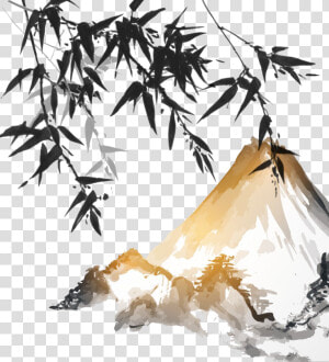 Drawing Japanese Mountains   Japanese Ink Wash Painting  HD Png Download