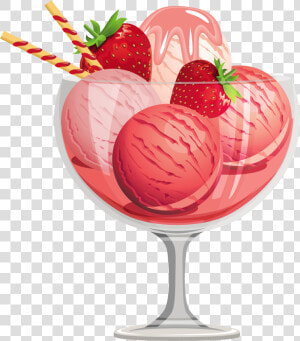 Strawberry Ice Cream Sundae Clipart   Ice Cream Png  Transparent Png