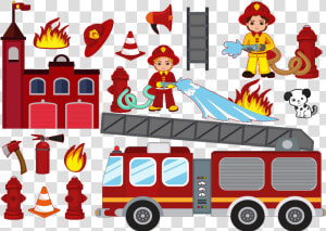 Clipart Firetruck With Hose And Ax  HD Png Download