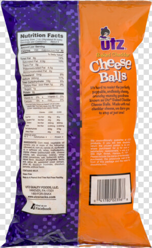 Utz Cheese Balls  Cheddar   Cheese Balls Nutrition Label  HD Png Download