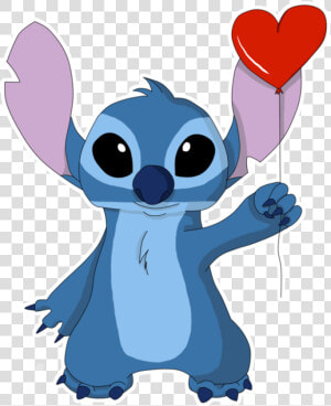 Stitch Holding Heart Balloon  HD Png Download
