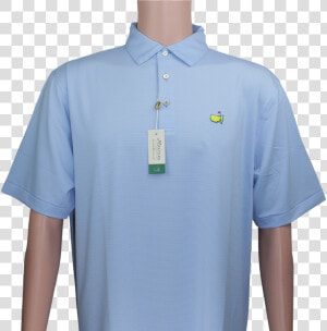 Masters Light Blue  amp  White Thin Stripe Peter Millar   Polo Shirt  HD Png Download