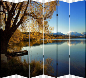 6 Panel Folding Screen Canvas Divider  Lakeside Free   Reflection  HD Png Download