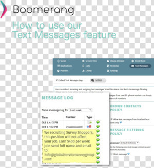Howto Use Text Messages Feature   Boomerang  HD Png Download