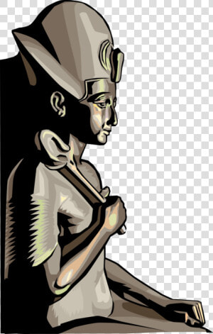 Vector Illustration Of Ancient Egypt Seated Statue   Cartoon  HD Png Download