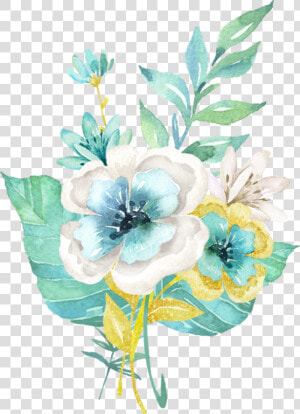 Aqua Mint Flowers Png   Vector Watercolor Flower Png  Transparent Png