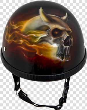 Flaming Satan Half Helmet   Motorcycle Helmet  HD Png Download