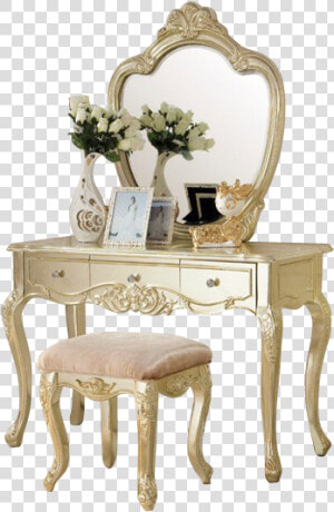 Alluring Gold Vanity Table With French Dressing Table  HD Png Download