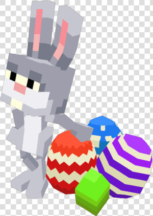 Character Pixel Rabbit Low Poly 3d Model 1 V   Rabbit Voxel  HD Png Download