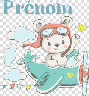 Transparent Avion Dibujo Png   Bear In Plane Cartoon  Png Download