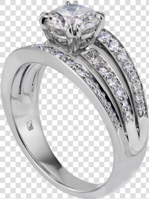 Lazare 3 Row 86 Original   Solitaire Ring With Diamond Bands  HD Png Download
