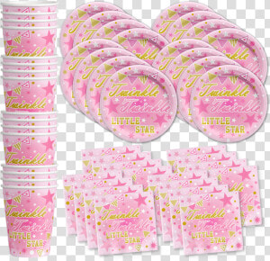 Pink Girl Twinkle Little Star Birthday Party Tableware  HD Png Download
