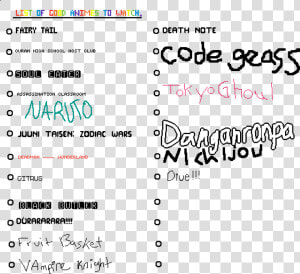 Lists Of Good Anime  HD Png Download