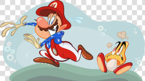 “american Mario Runs From A Yellow Goomba”   Cartoon  HD Png Download