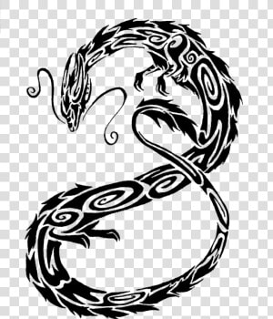 Tribal Asian Dragon Tattoo Design Photo   Drawn Chinese Dragon Tattoo Png  Transparent Png