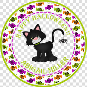 Black Cat Halloween Stickers Or Favor Tags   Cartoon  HD Png Download
