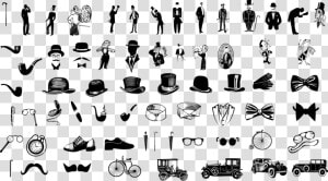 Gentleman Icons  Men  Hat  Vintage Car  Gentleman   HD Png Download