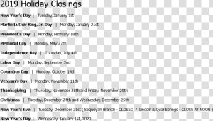 2019 Holiday Closings New Year S Day   男生 喜歡 女生 身高  HD Png Download