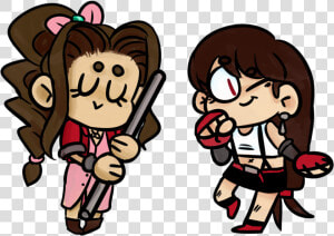 Aerti Tifa Lockhart Aerith Gainsborough Final Fantasy   Cartoon  HD Png Download
