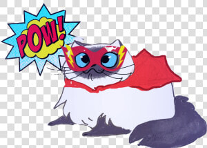  superhero  cat  cathero  pow cat Saved The Day   Cartoon  HD Png Download