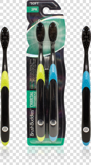 Brush Buddies Charcoal Toothbrush 2pk  HD Png Download