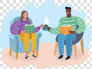 Scroll Through Goodreads   Couples Reading Clipart  HD Png Download