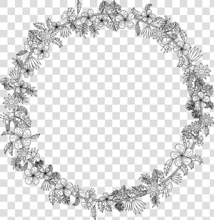 Jewellery body Jewelry necklace   Clip Art Black And White Flower Wreath  HD Png Download