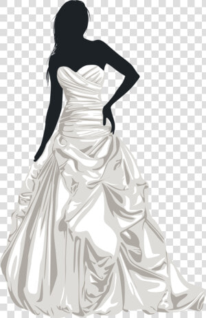 Bride Silhouette Clip Art   Wedding Dressed Clipart  HD Png Download