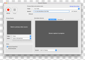 Macos Recorder Without Screen Preview   Panopto Mac Recorder  HD Png Download